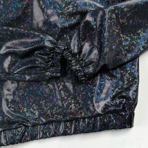 J. Valentine Black Holographic Zip Up Hooded Jacket XS/S/M - Picture 8 of 11